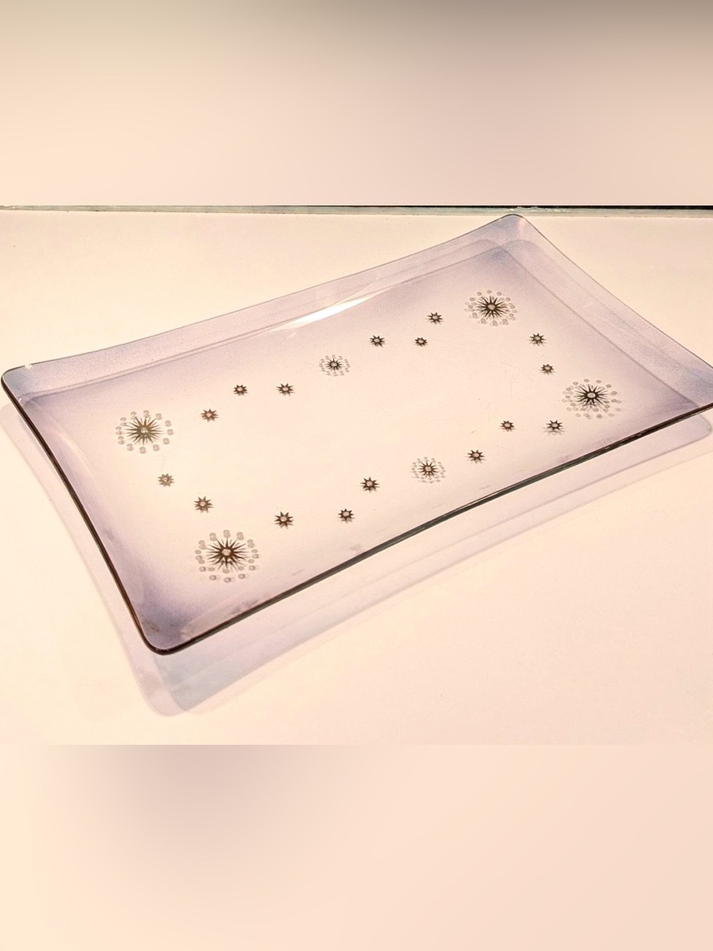 Glama Glass Vintage Sinclair Atomic Starburst Tray, 22K Gold & Lavender